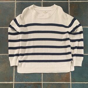 Fat Face White and Blue Striped Sweater